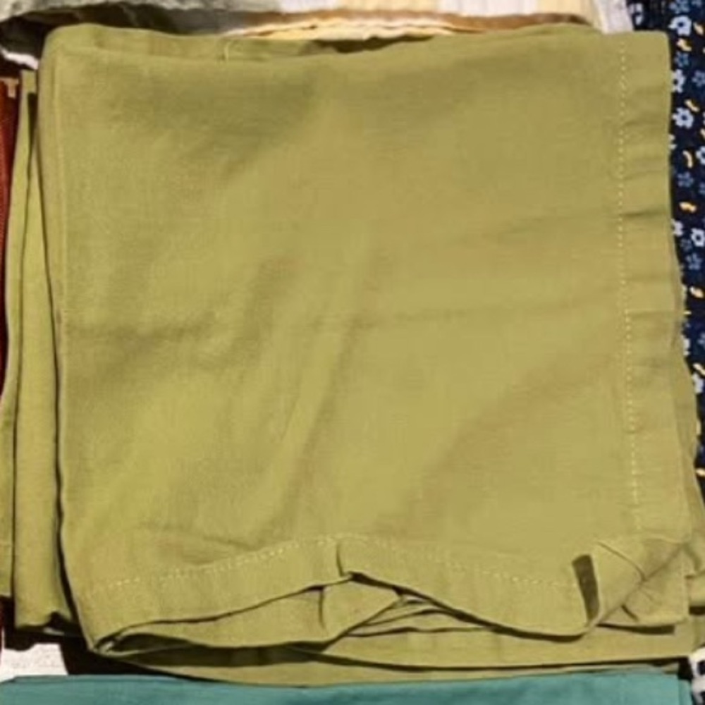 Lime Green Decorative Placemats/Napkins with Stitch Border (4) NEW
